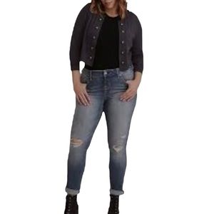 Torrid Denim Jeans Hi-Rise Dark Blue Wash 5 Pocket Stretch Raw Hem